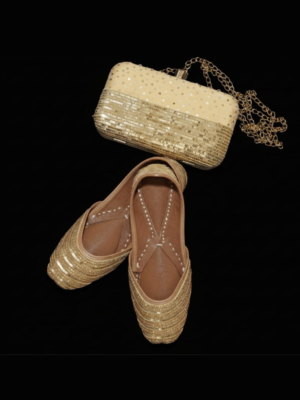 Golden Jutti with Matching Clutch