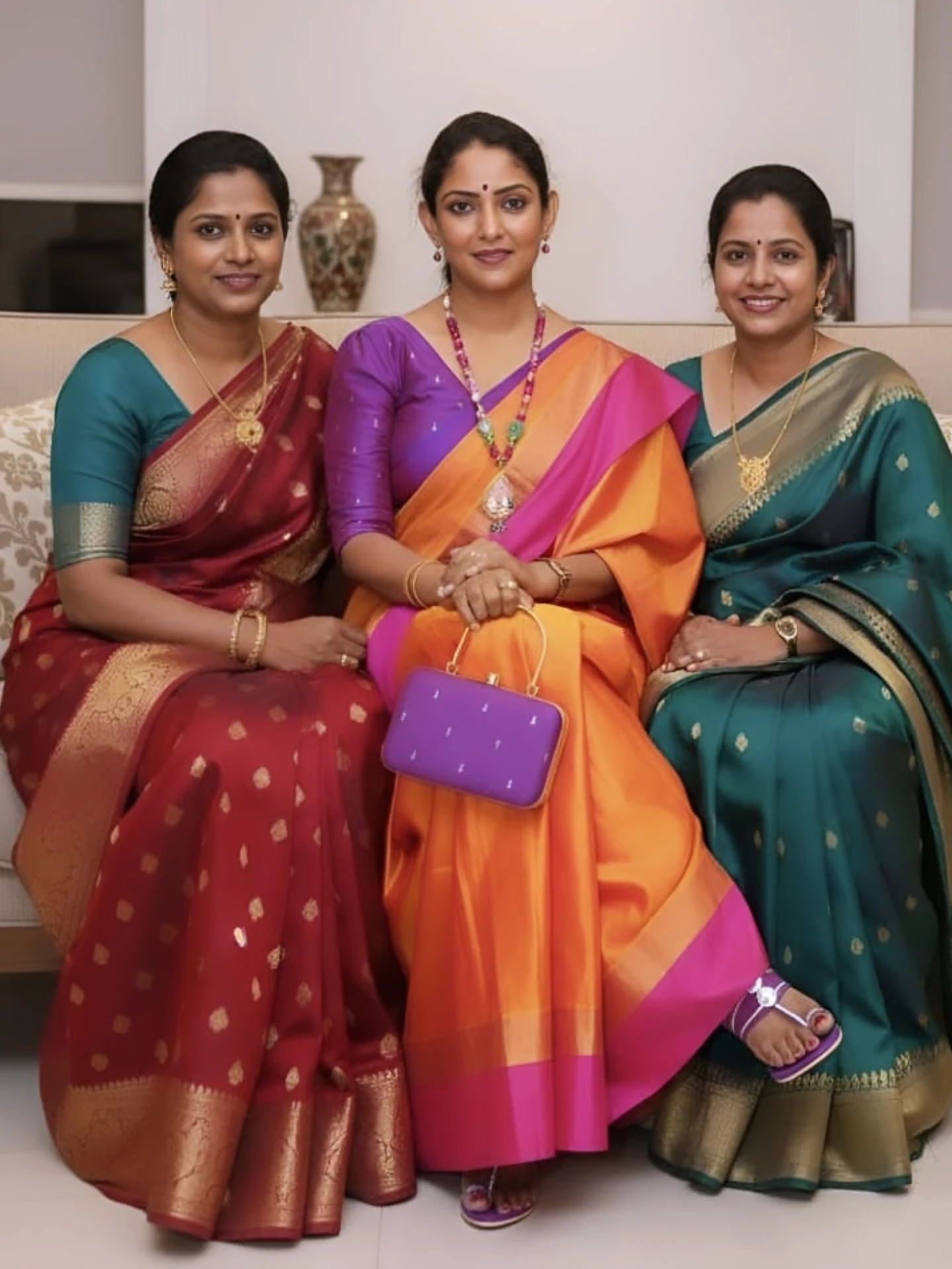 Purple silk-cotton designer blouse with V-neck - Image 3