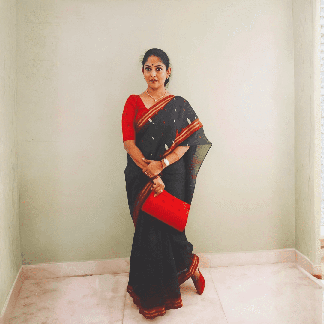 Handloom cotton / Ikat-inspired cotton with micro-check pattern and woven motif detailing. - Image 3