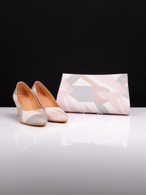 The Pastel Geometric Edit – Blush Pink & Grey Footwear & Clutch Duo