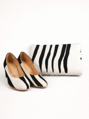 Zebra Pattern (Black & White) Footwear with Matching Clutch