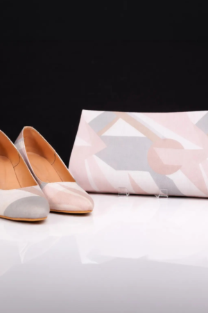 The Pastel Geometric Edit – Blush Pink & Grey Footwear & Clutch Duo