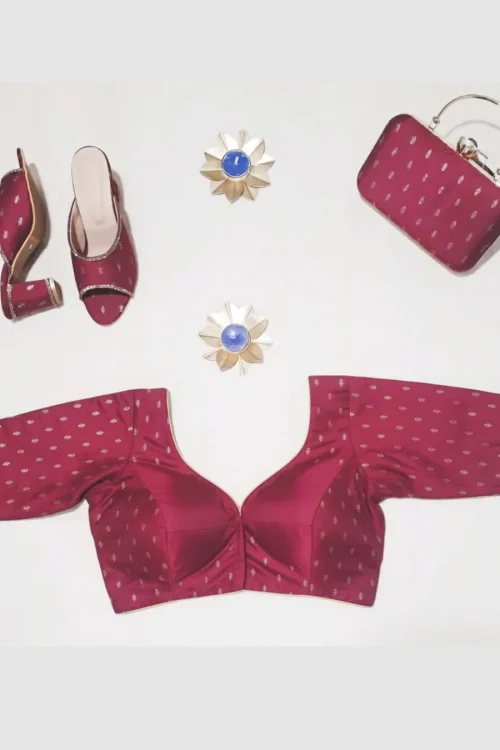 Pink silk cotton designer blouse combo set