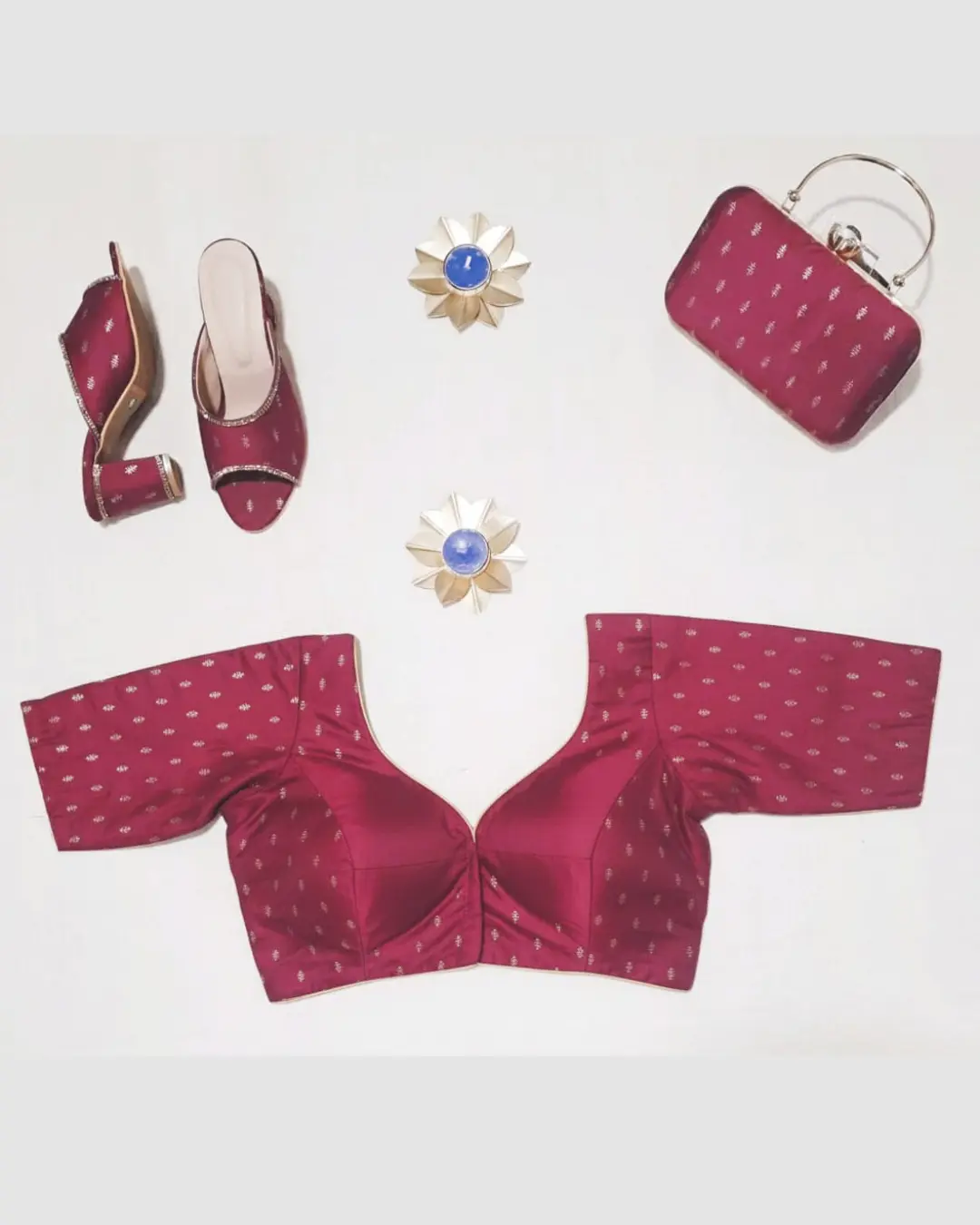 Pink silk cotton designer blouse combo set